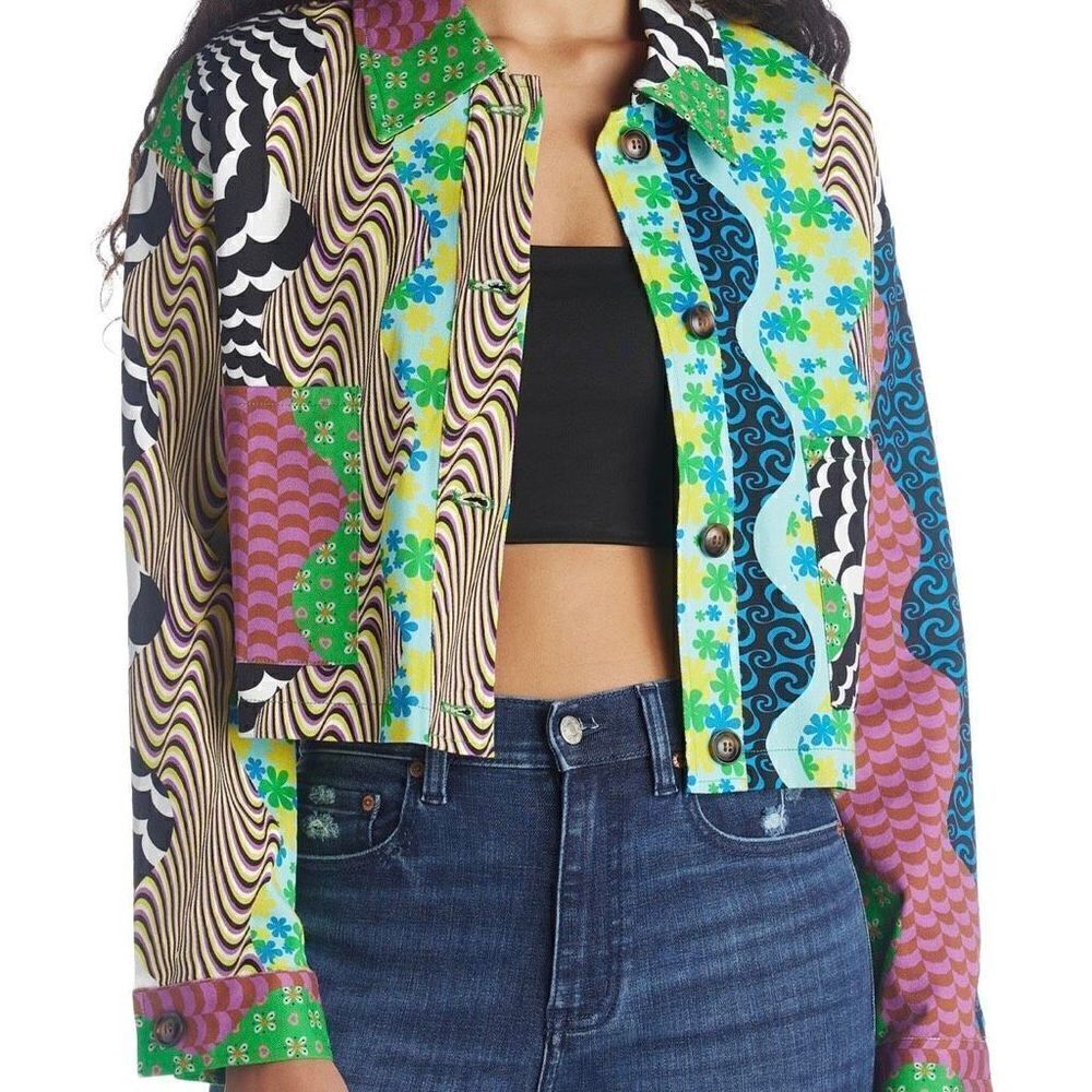Multi Print Abstract Patch Jacket Sz 6 - Picture 2 of 6